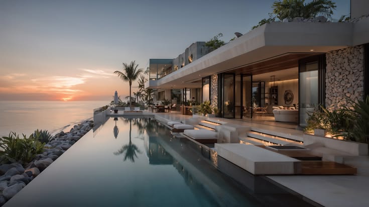 The architecture disappears and only the essentials remain the horizon the light the sea…